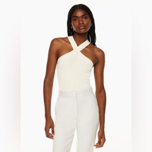 Aritzia Babaton Cross-neck in Matte Pearl